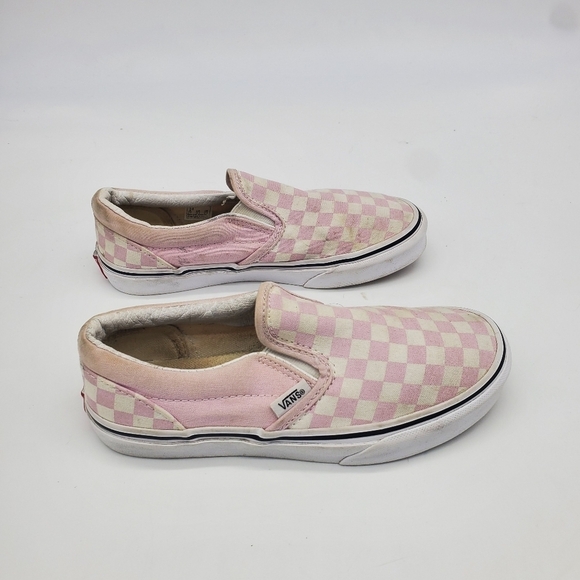Vans Shoes Youth 3 Girl Classic Off The Wall Slip On White Pink Checkerboard - Picture 9 of 10